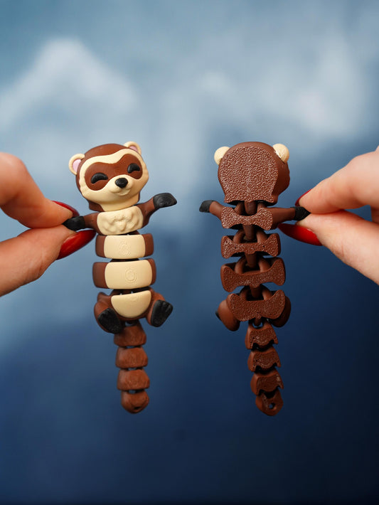 Flexi Ferret Fidget | Freddy the Ferret | Articulated Flexi Animal | Desk Fidget & Keychain | Cute Collectible Gift