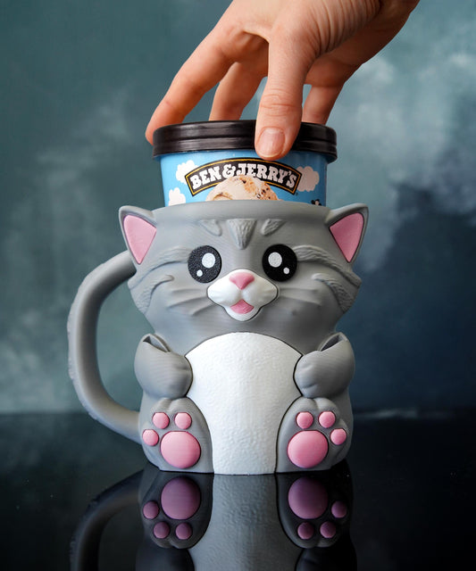 Cat Ice Cream Pint Holder | Cuddles the Cat | Cute Ice Cream Cozy | Cat Kitchen Decor | Ice Cream Lover Gift