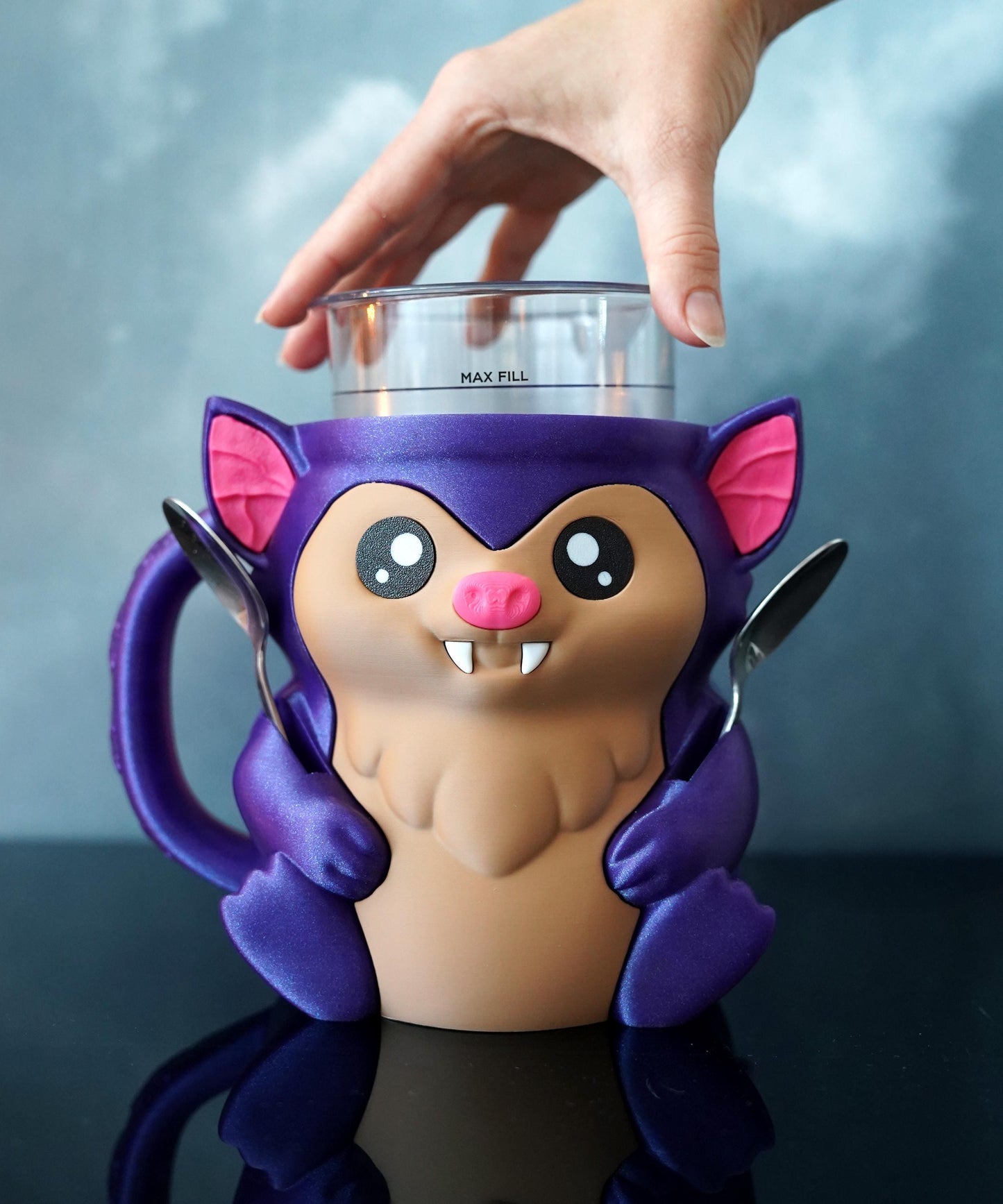 Bat Ice Cream Pint Holder | Bramble the Bat | Spooky Ice Cream Cozy | Halloween Kitchen Decor | Gothic Gift Idea