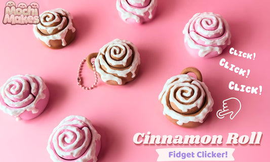 Cinnamon Roll Fidget Clicker – Cute Dessert Toy and Keychain