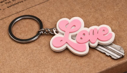 Love Keychain – Pink Love Keyring – Cute Valentine Gift – Romantic Bag Charm – Handmade Love Keyring