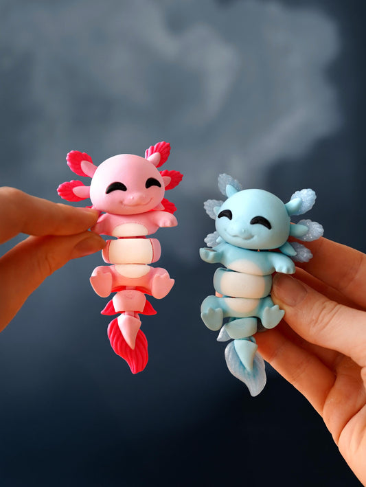Flexi Axolotl Fidget | Lottie the Axolotl | Cute Articulated Toy | Axolotl Gift | Desk Fidget & Keychain