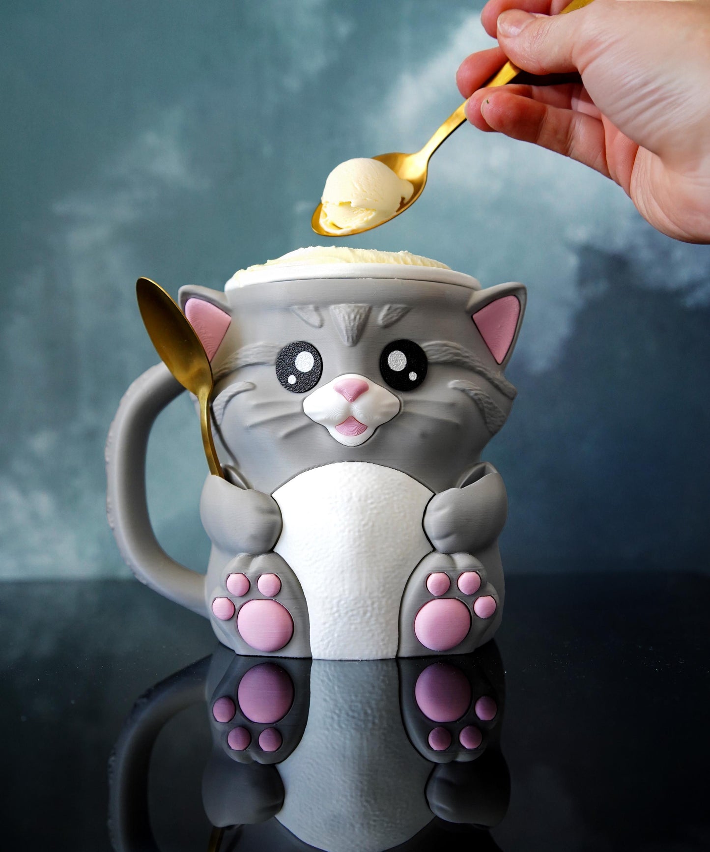 Cat Ice Cream Pint Holder | Cuddles the Cat | Cute Ice Cream Cozy | Cat Kitchen Decor | Ice Cream Lover Gift