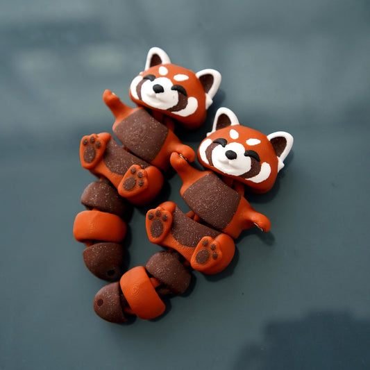 Flexi Red Panda Fidget | Ruby the Red Panda | Articulated Flexi Animal | Cute Desk Buddy & Keychain | Animal Lover Gift