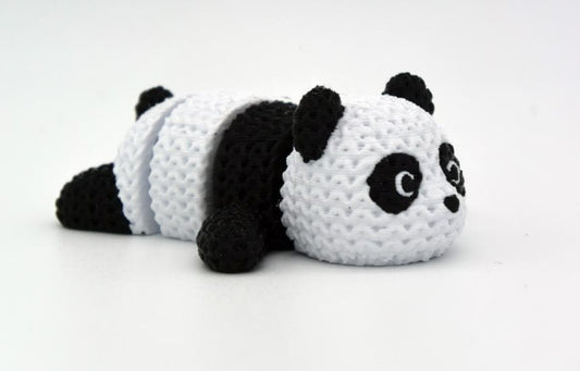 Flexi Articulated Knitted Panda Keyring – Cute Panda Keychain – Flexible Fidget Toy – Handmade Bag Charm