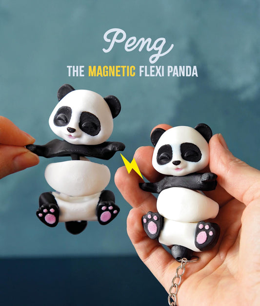 Flexi Panda Fidget | Peng the Panda | Articulated Flexi Animal | Cute Desk Buddy & Keychain | Panda Lover Gift