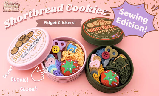 Shortbread Cookie Clickers – Sewing Supply Edition | Fidget Clicker Tin