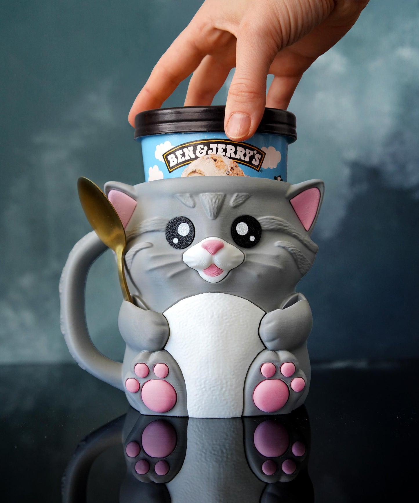 Cat Ice Cream Pint Holder | Cuddles the Cat | Cute Ice Cream Cozy | Cat Kitchen Decor | Ice Cream Lover Gift
