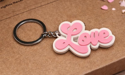 Love Keychain – Pink Love Keyring – Cute Valentine Gift – Romantic Bag Charm – Handmade Love Keyring