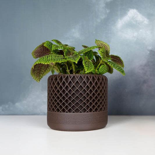 12cm Lattice Planter with Drainage | Modern Textured Plant Pot | LeHa Designs | Indoor Succulent & Houseplant Planter