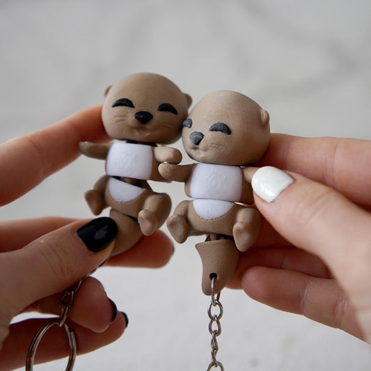 Flexi Baby Otters | Magnetic Hand-Holding Otters | Cute Flexi Animal | Desk Buddy & Keychain | Otter Lover Gift