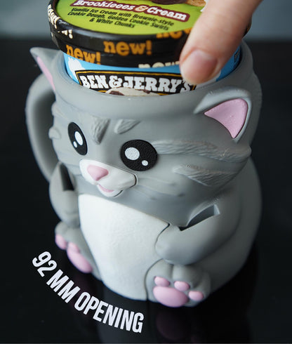 Cat Ice Cream Pint Holder | Cuddles the Cat | Cute Ice Cream Cozy | Cat Kitchen Decor | Ice Cream Lover Gift