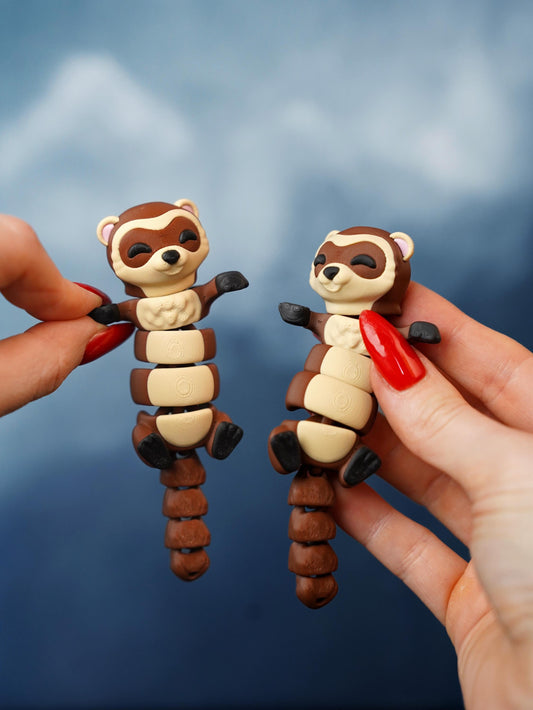Flexi Ferret Fidget | Freddy the Ferret | Articulated Flexi Animal | Desk Fidget & Keychain | Cute Collectible Gift