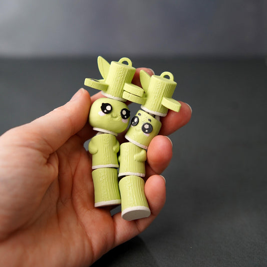Flexi Bamboo Couple | Bamboo Buddy & Babette | Articulated Flexi Duo | Magnetic Desk Buddy | Cute Friendship Gift
