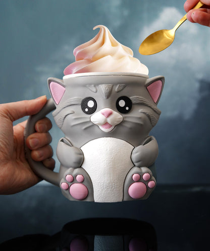 Cat Ice Cream Pint Holder | Cuddles the Cat | Cute Ice Cream Cozy | Cat Kitchen Decor | Ice Cream Lover Gift