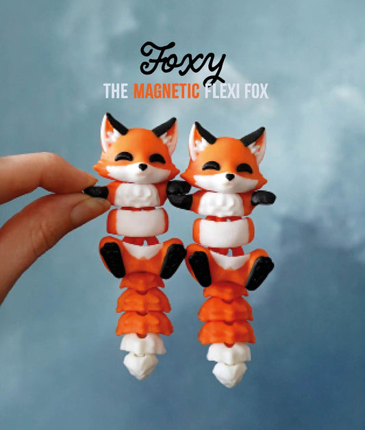 Flexi Fox Fidget | Foxy the Fox | Articulated Flexi Animal | Cute Desk Buddy & Keychain | Woodland Gift