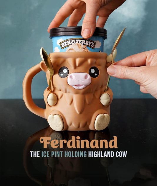 Highland Cow Ice Cream Pint Holder | Ferdinand the Cow | Cute Ice Cream Cozy | Farm Kitchen Decor | Ice Cream Lover Gift