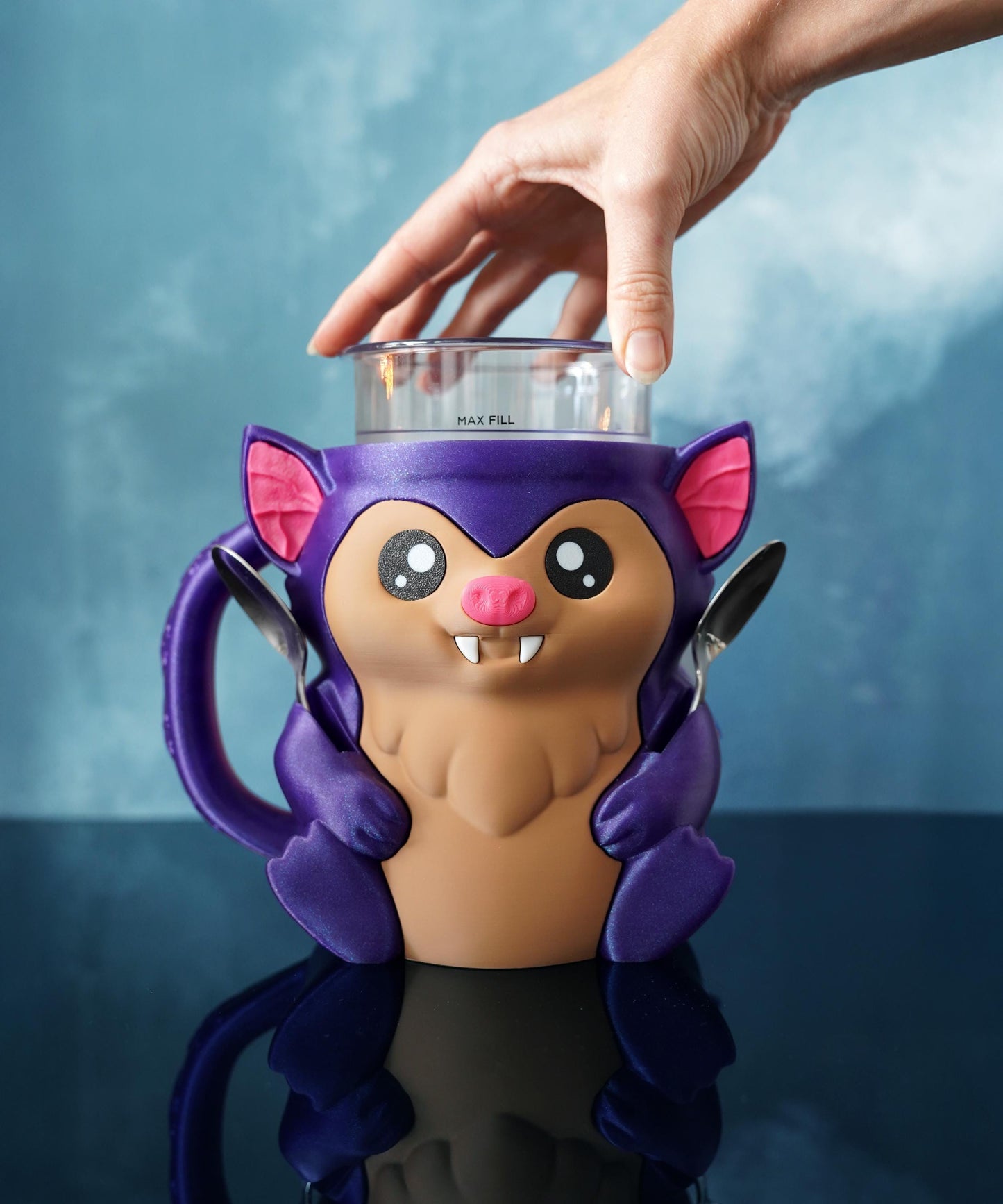 Bat Ice Cream Pint Holder | Bramble the Bat | Spooky Ice Cream Cozy | Halloween Kitchen Decor | Gothic Gift Idea