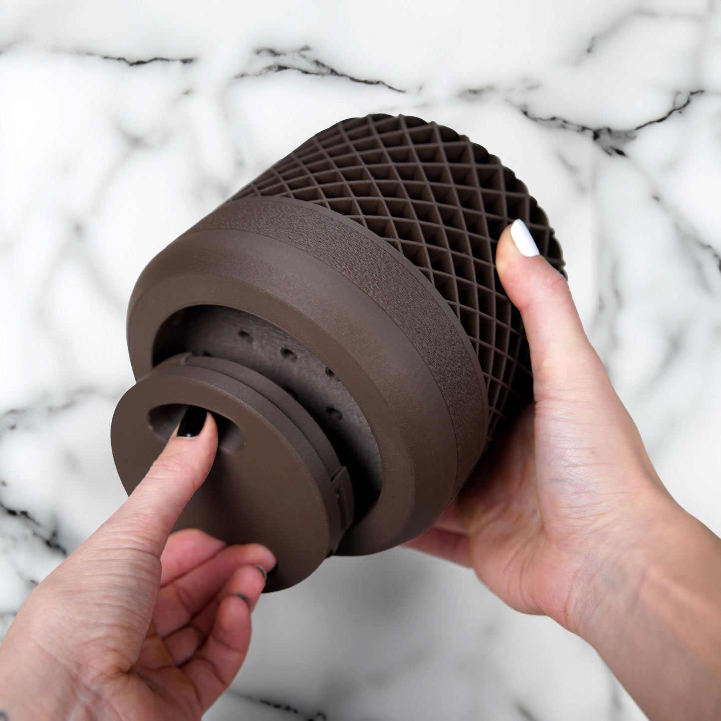 12cm Lattice Planter with Drainage | Modern Textured Plant Pot | LeHa Designs | Indoor Succulent & Houseplant Planter