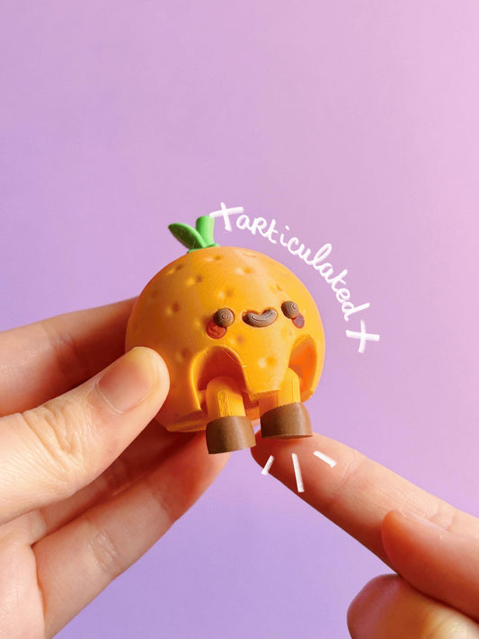 Flexi Orange Fidget | Articulated & Clicker Orange | Print-in-Place Fidget Toy | Keychain Clicker | Stress Relief Desk Toy
