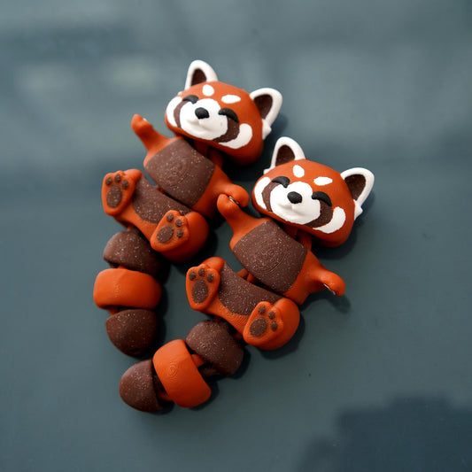 Flexi Red Panda Fidget | Ruby the Red Panda | Articulated Flexi Animal | Cute Desk Buddy & Keychain | Animal Lover Gift