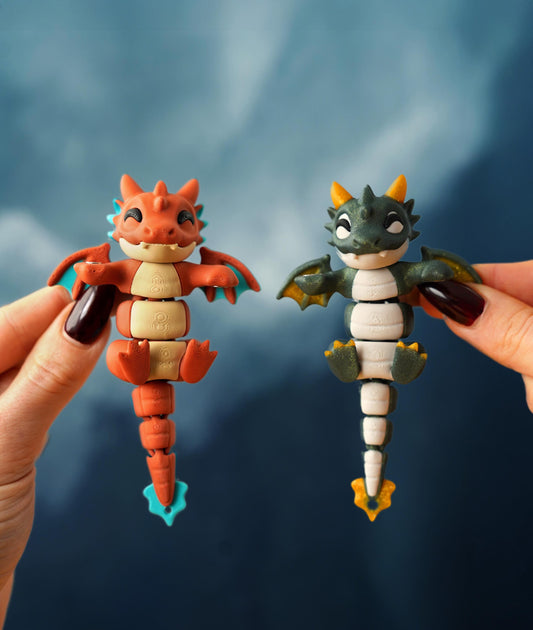 Flexi Dragon Fidget | Draco the Dragon | Articulated Dragon Toy | Cute Fantasy Desk Fidget | Dragon Lover Gift