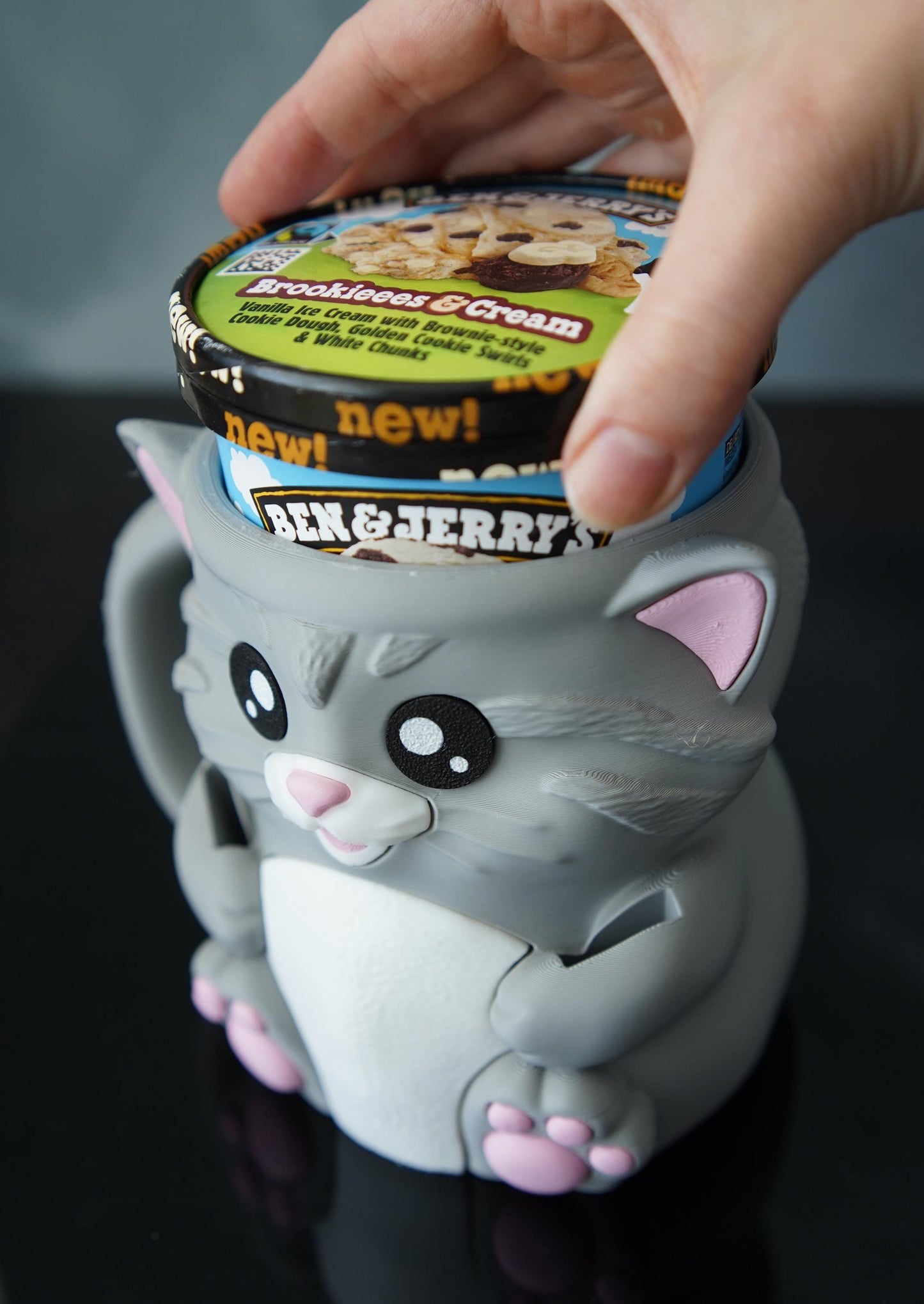 Cat Ice Cream Pint Holder | Cuddles the Cat | Cute Ice Cream Cozy | Cat Kitchen Decor | Ice Cream Lover Gift