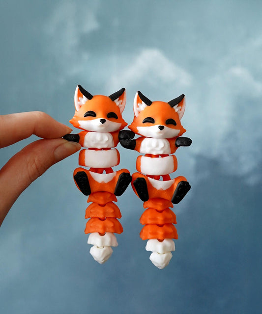 Flexi Fox Fidget | Foxy the Fox | Articulated Flexi Animal | Cute Desk Buddy & Keychain | Woodland Gift